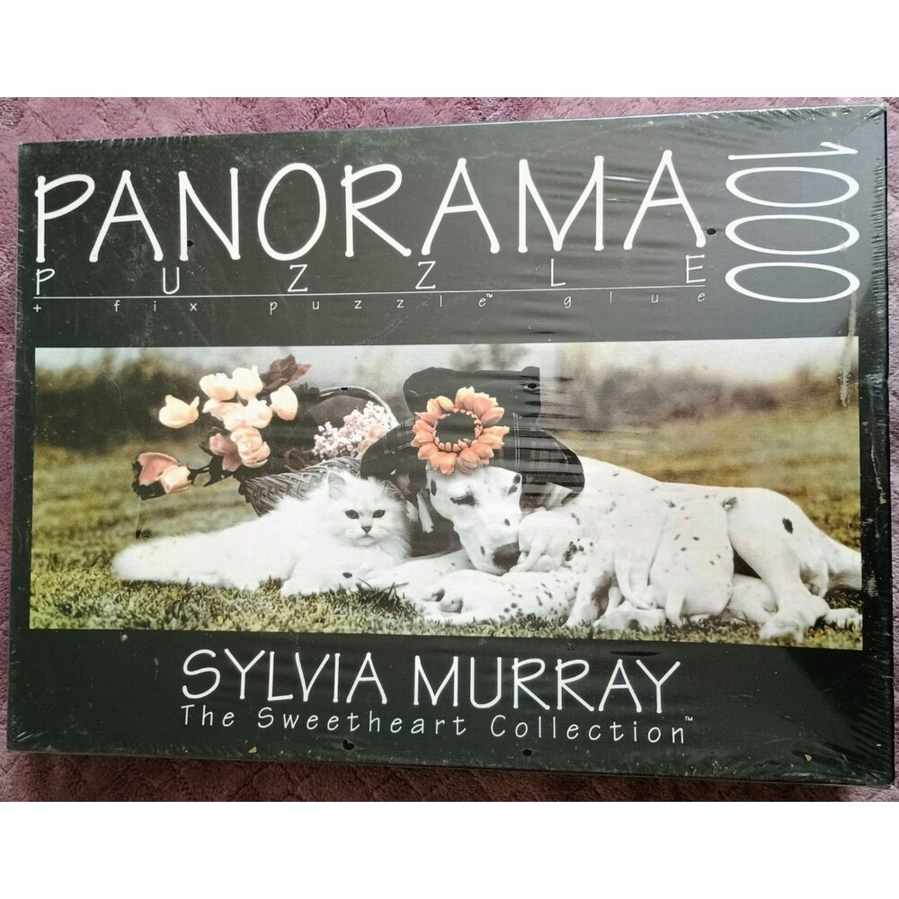 Sylvia Murray Sweetheart Collection 1000 pc Panorama Puzzle Cat & Dog Family New